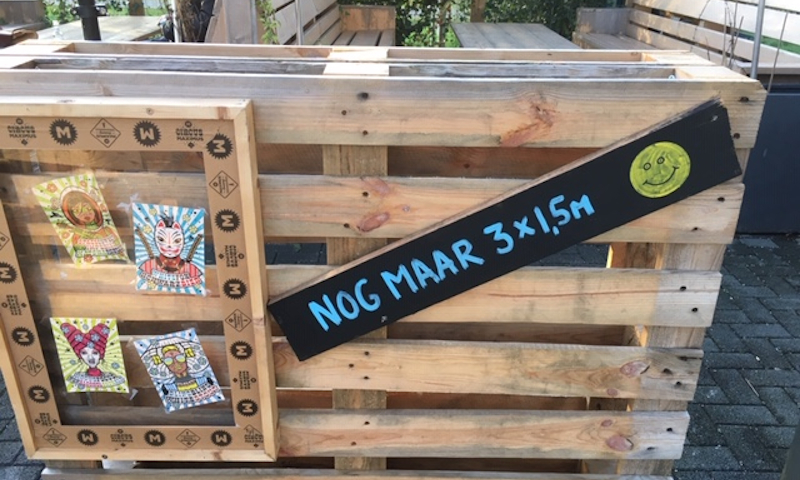 Onderdeel tijdens de Maximus Experience met de tekst 'nog maar 3x1,5m'